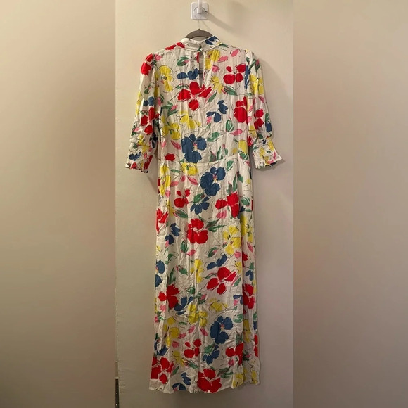 RIXO for TARGET Floral Mock Neck Cascade Ruffle Dress in White - Picture 6 of 8